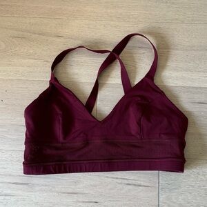 Lululemone cross back sports bra in burgundy, size 10